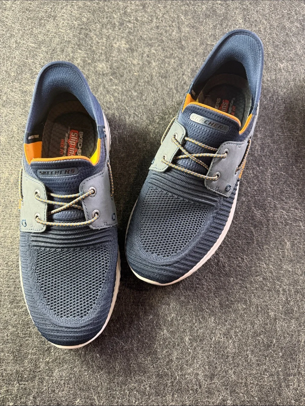 Skechers Men's Navy with orange trim Slip-On‎ Boat Shoes/loafer 10.5